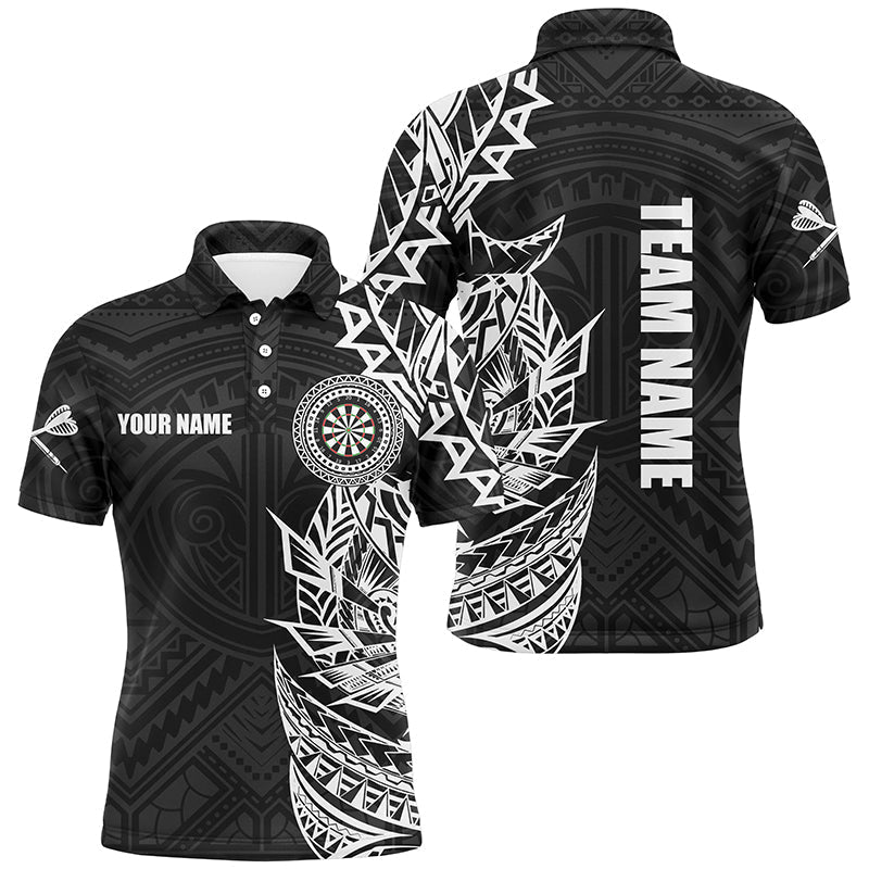 Personalized Black and White Tribal Darts Polo & Quarter Zip Custom Dart Shirts for Men T2782