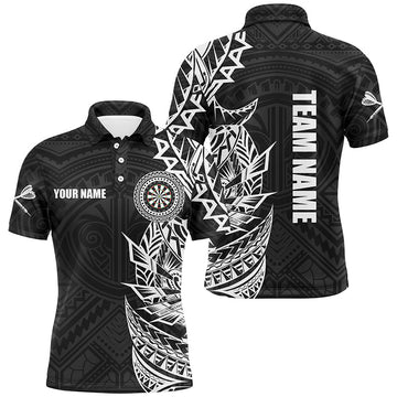 Personalized Black and White Tribal Darts Polo & Quarter Zip Custom Dart Shirts for Men T2782