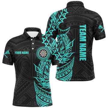 Personalized Turquoise Tribal Darts Polo & Quarter Zip Custom Dart Shirts for Men T2783