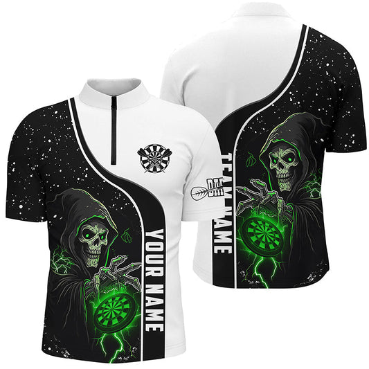 Personalized Dart Skull Grunge Men Quarter-Zip Shirt | Custom Darts Jerseys Team Shirts T1272