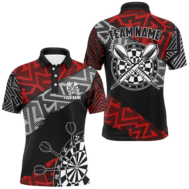 Custom Men's Dart Jerseys, Personalized Zig-Zag Pattern, Cool Red Team Shirts T2791