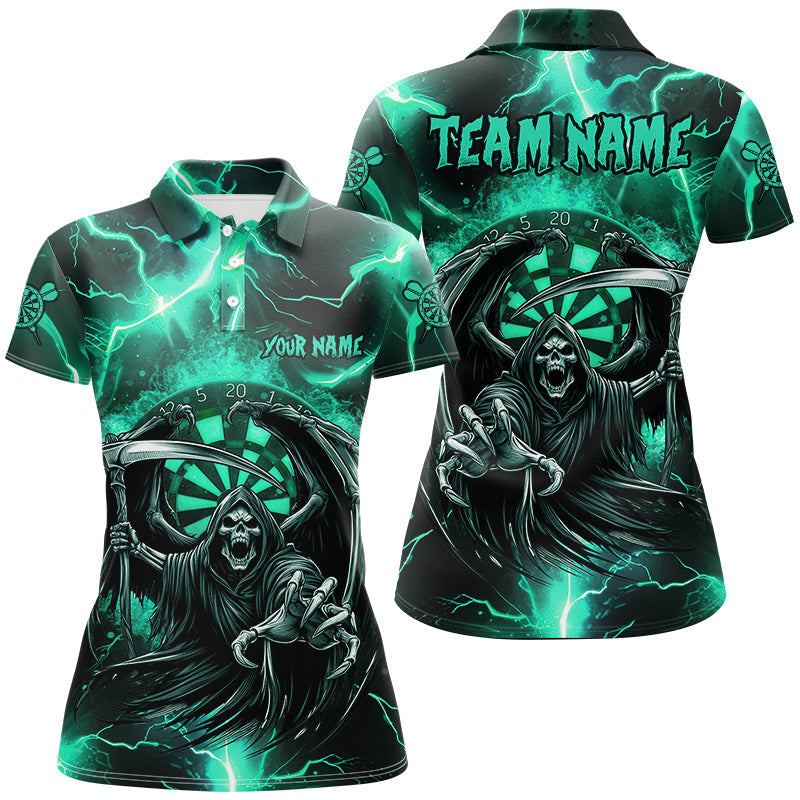 Personalized Turquoise Grim Reaper Dart Team Jersey for Women - Custom Thunder and Lightning Design T2800