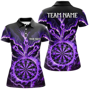 Personalized Purple Lightning Smoke Fire Darts Shirts for Women - Darts League Team Jerseys T2801