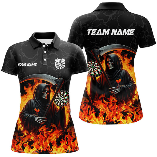 Women's Flame Skeleton Polo & Quarter-Zip Shirts T1669