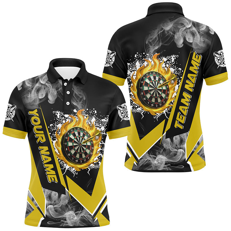 Personalized Fire Flame Dartboard Shirts for Men | Custom Darts Team Jerseys - Yellow T2810