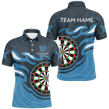 Personalized Blue Dart Board Flame Shirt for Men | Custom Dart Jersey Team Uniform T3051