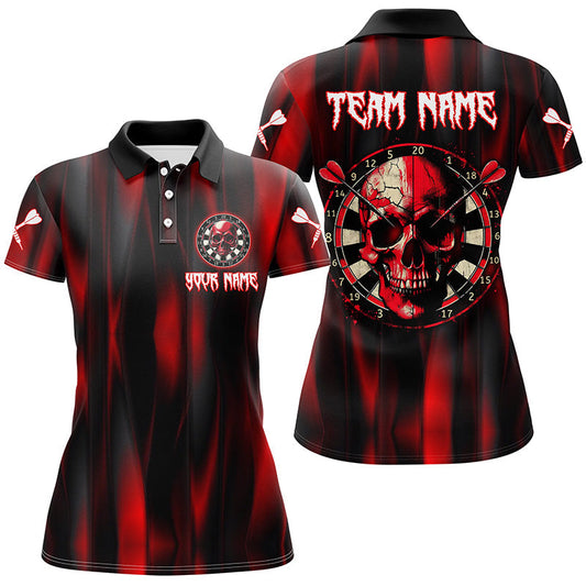 Custom Women's Darts Polo Shirt - Red Skull Design | Team League Jerseys T1515