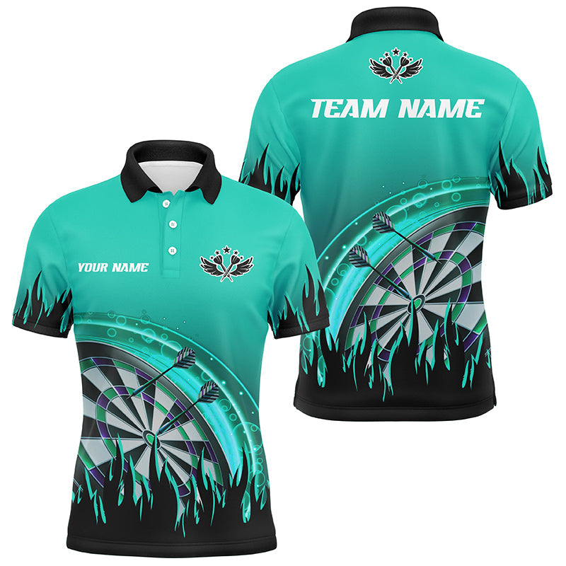 Custom Turquoise Darts Flame Men Polo Shirt - Team League Darts Jersey T1520