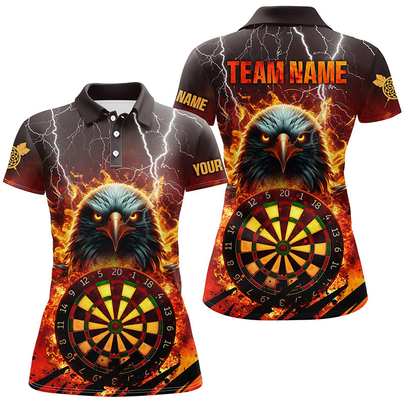 Women's Fire Flame Eagle 3D Darts Polo - Red T1685