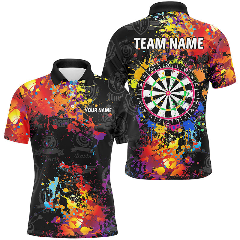 Custom Black Darts Shirts for Men - Personalized Dartboard Grunge Style Jerseys T1894