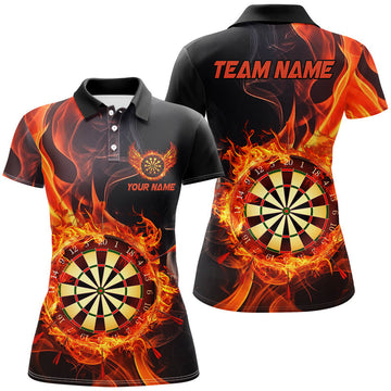 Personalized Dart Board Fire Burned Women’s Black Custom Flame Darts Team Jerseys T2835