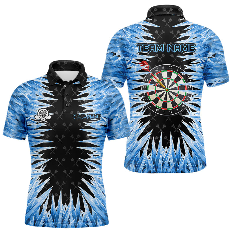 Personalized Blue Icy Printed Dart Shirts for Men | Custom Cool Dart Jerseys for Teams T3060