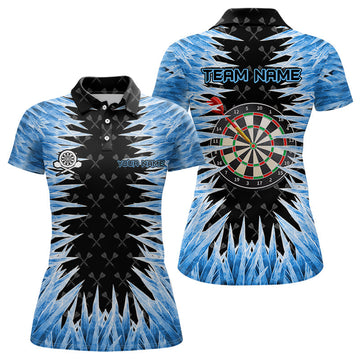 Personalized Printed Women's Dart Shirts - Custom Blue Icy Dart Jerseys for Teams T3060