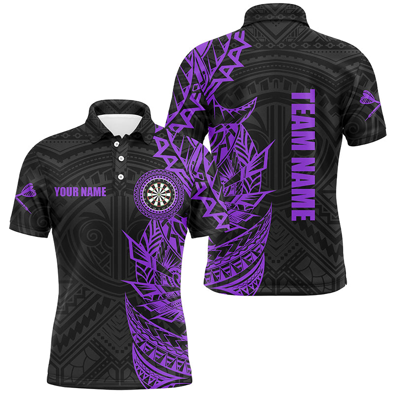 Personalized Purple Tribal Darts Polo & Quarter Zip Custom Dart Shirts for Men - Unique Dart Jerseys T3061