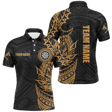 Personalized Gold Tribal Darts Polo & Quarter Zip Custom Dart Shirts for Men - Stylish Dart Jerseys T3062