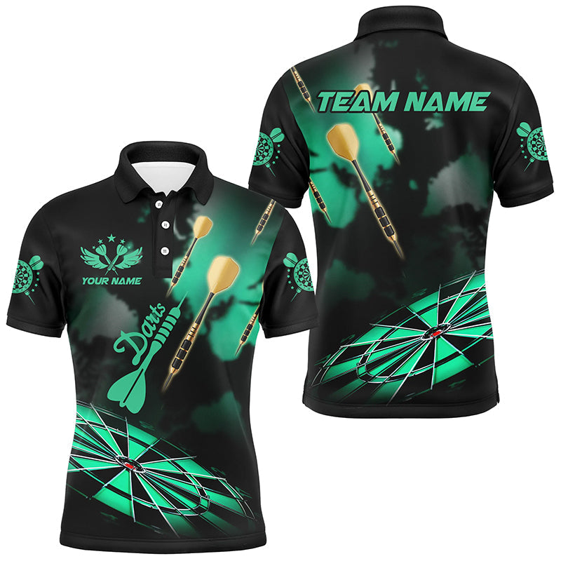 Green Dart Board Custom Dart Shirts for Men | Hazy Smoke Design | Darts League Team Jerseys T2841