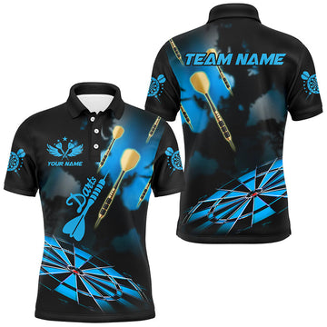 Blue Dart Board Hazy Smoke Custom Dart Shirts for Men - Darts League Team Jerseys T2842