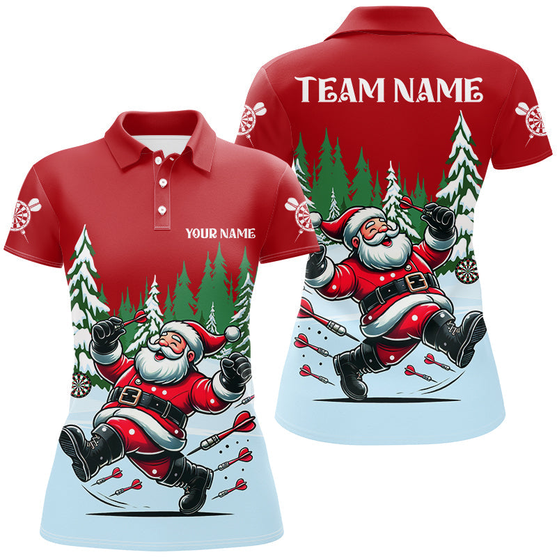 Christmas Dart Shirts for Women - Custom Funny Santa Print Short Sleeve Dart Jerseys T2845