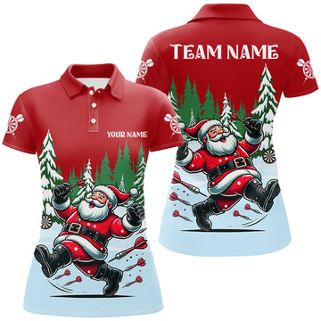 Christmas Dart Shirts for Women - Custom Funny Santa Print Short Sleeve Dart Jerseys T2845