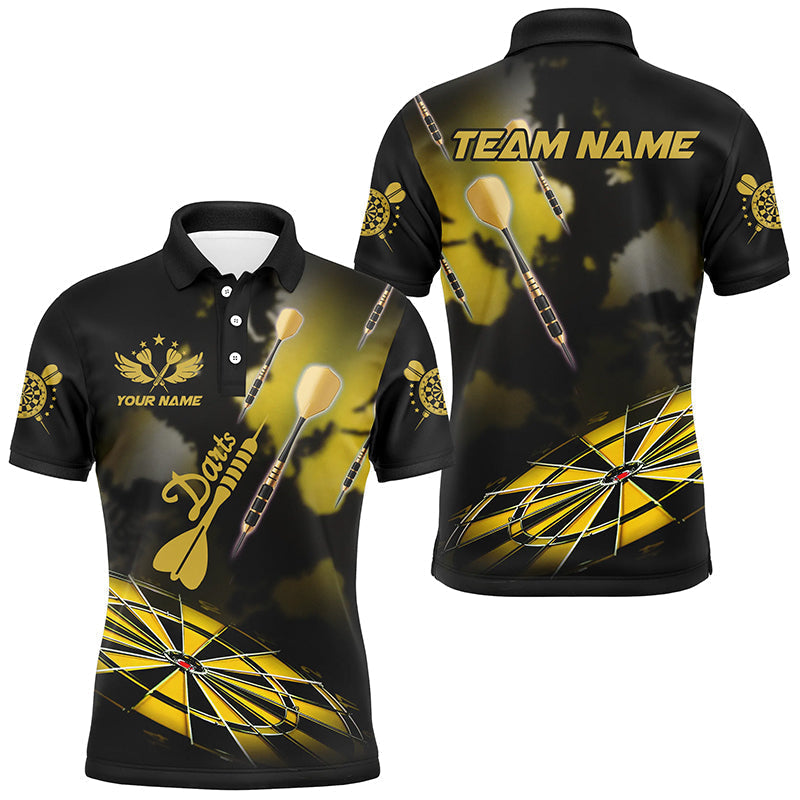 Custom Dart Shirts for Men - Yellow Dart Board Hazy Smoke Design, Perfect for Darts League Team Jerseys T3069