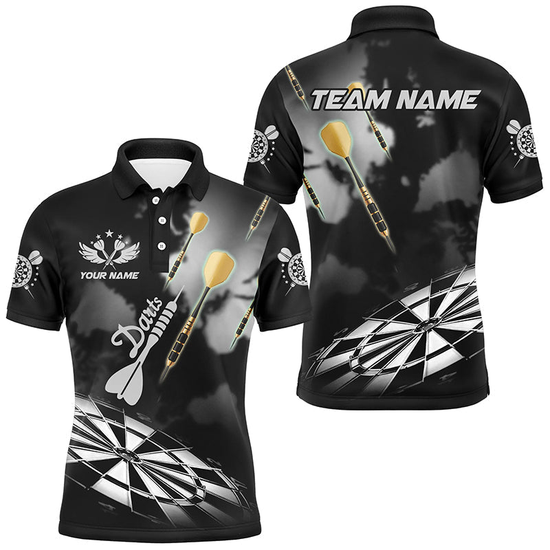 Black and White Hazy Smoke Dart Shirt for Men | Custom Dart Jersey for Darts League Team T3070