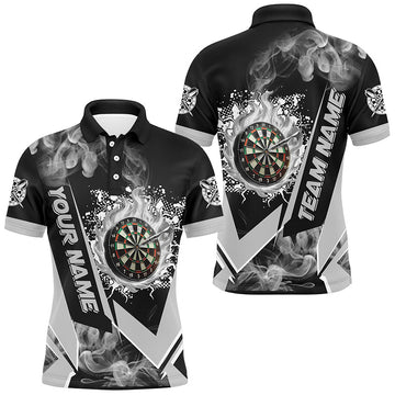 Personalized Dartboard Fire Flame Custom Dart Shirts for Men | Grey Darts Team Jerseys T2899