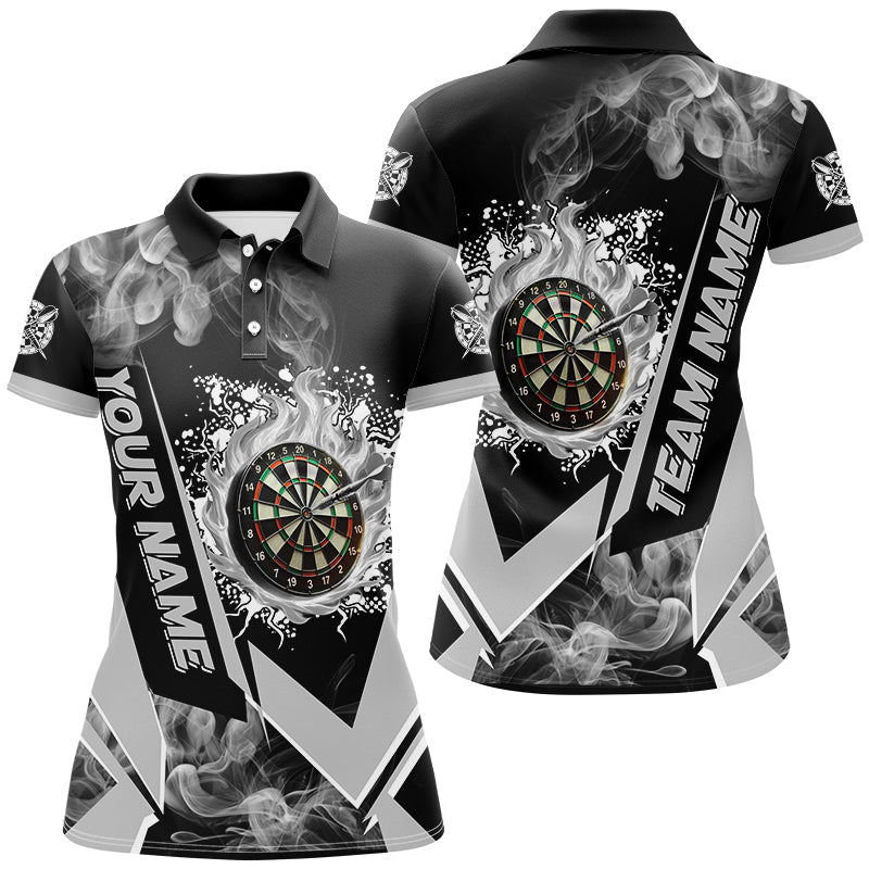 Personalized Women's Dartboard Fire Flame Custom Dart Shirts | Grey Darts Team Jerseys T2899