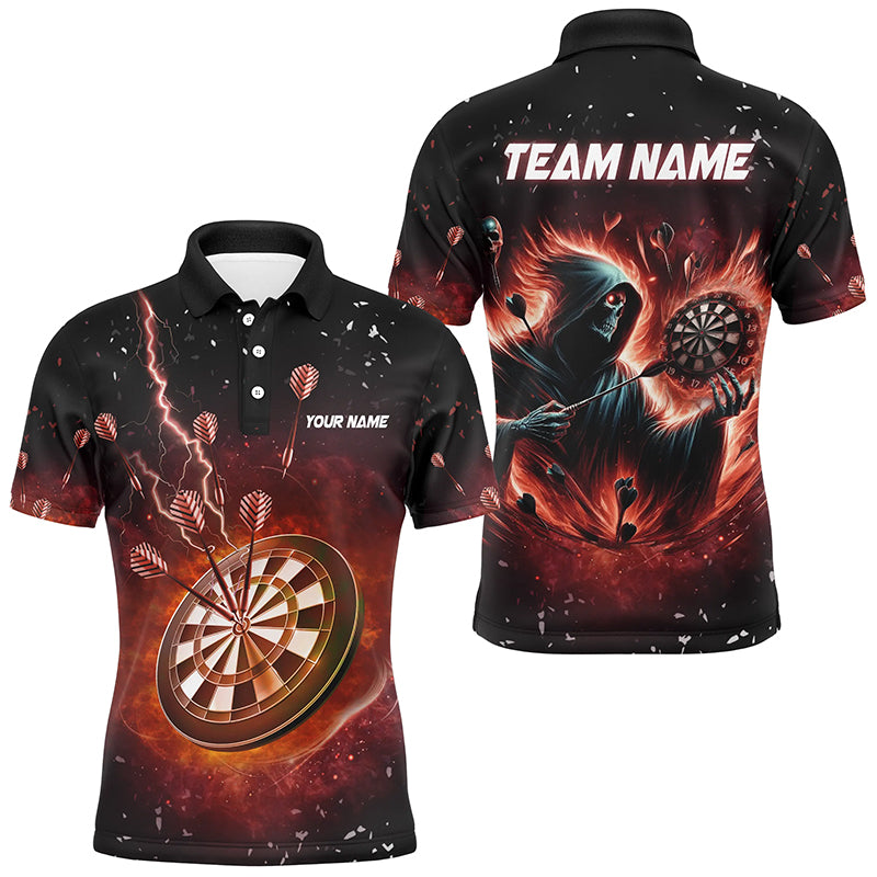 Personalized Scary Skeleton Fire Dart Shirt for Men - Custom Darts League Team Jersey T2918