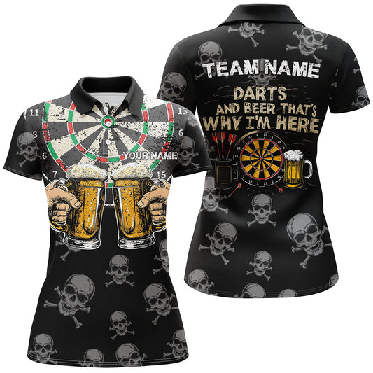 Women's Custom Skull Darts Shirt - Best Drinking Darts Jersey T1981