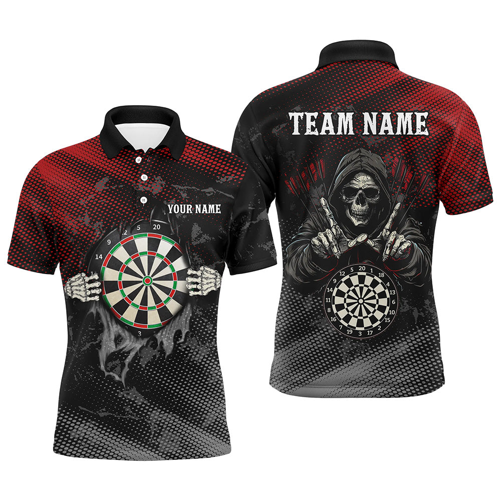 
Custom Red And Black Skeleton Darts Shirts For Men - Personalized Skull Team Jerseys
 T1987