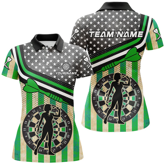 
Personalized Green Retro American Flag Darts Shirt for Women - Custom Patriotic Darts Player Jersey
 T1993