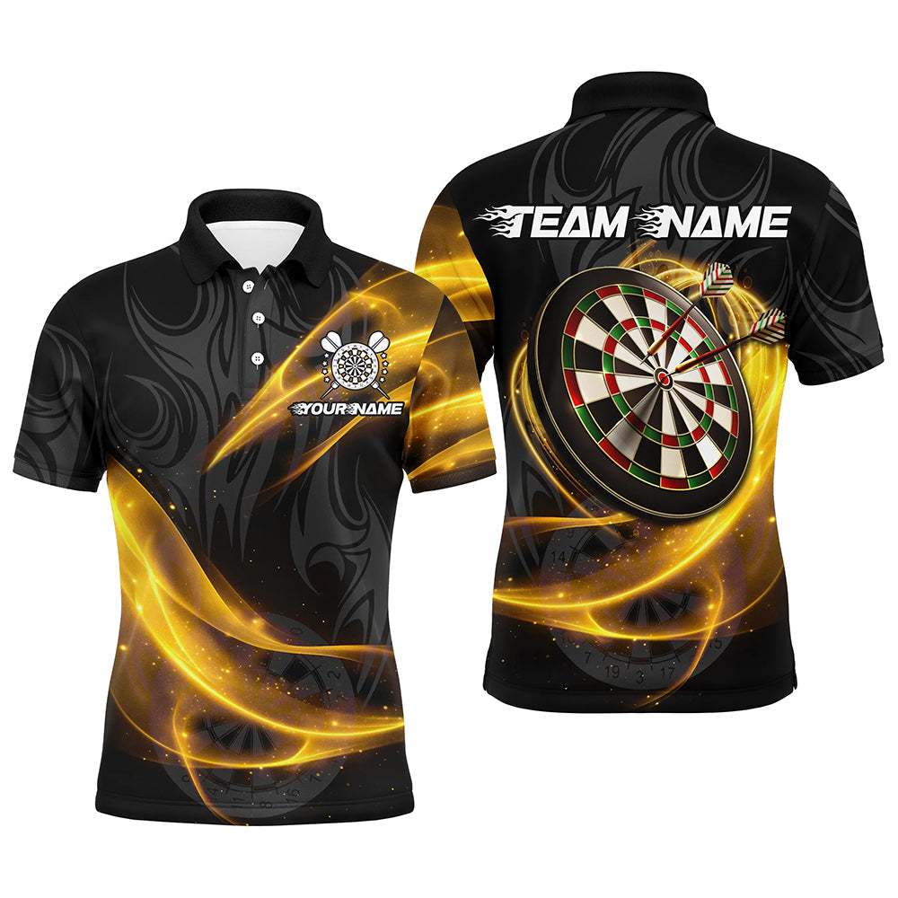 Personalized Men's Yellow Twinkle Light Dart Polo & 1/4 Zip Shirt - Darts Jerseys Team Uniform T2983