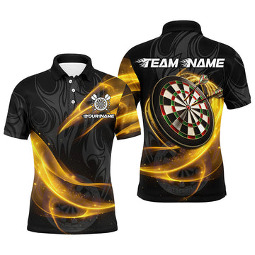 Personalized Men's Yellow Twinkle Light Dart Polo & 1/4 Zip Shirt - Darts Jerseys Team Uniform T2983