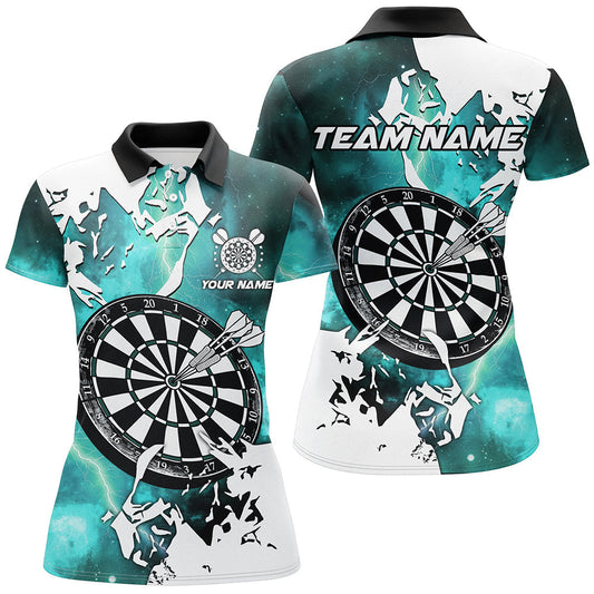 
Custom 3D Printed Darts Team Jerseys for Women - Lightning Grunge Design, Turquoise Color
 T2260