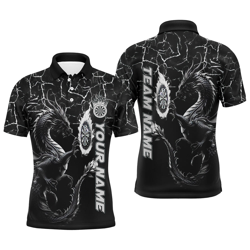 Personalized Printed Black and White Dragon Dart Shirt for Men - Custom Team League Darts Jersey T3007