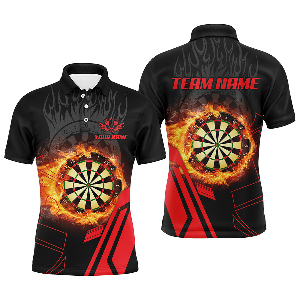 Men's Fire Flame Red Dartboard 3D Darts Polo Shirt T1276