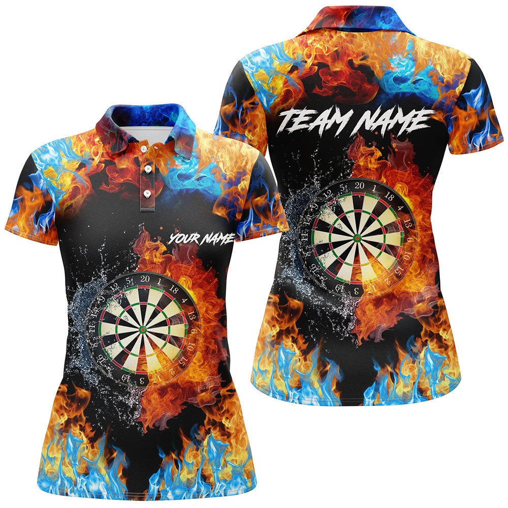 Women's Fire and Water Dart Board Polo Shirt T1277