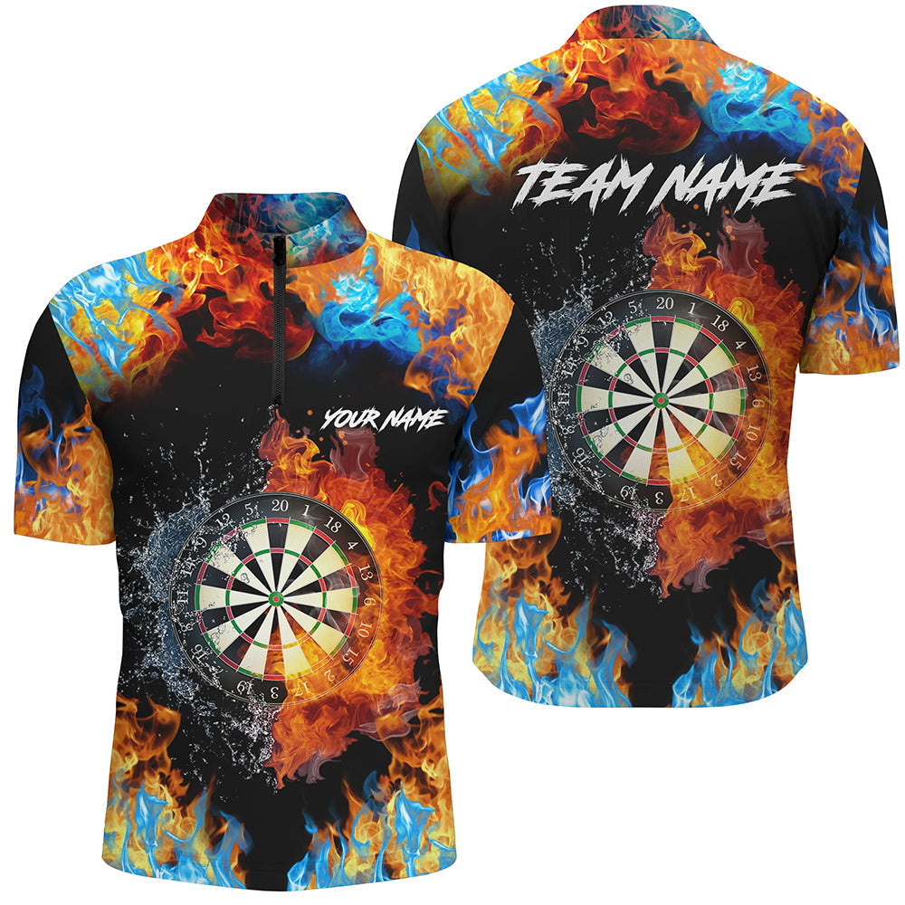 Dart Board Fire And Water 3D Printed Men Darts Quarter-Zip Shirts Custom Darts Jerseys TDM1277