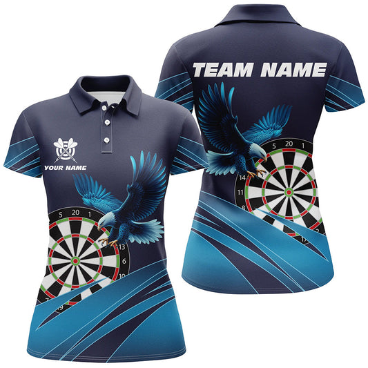 Personalized Eagle Blue Darts Polo Shirt - Custom Women's Darts Team Shirts T1518