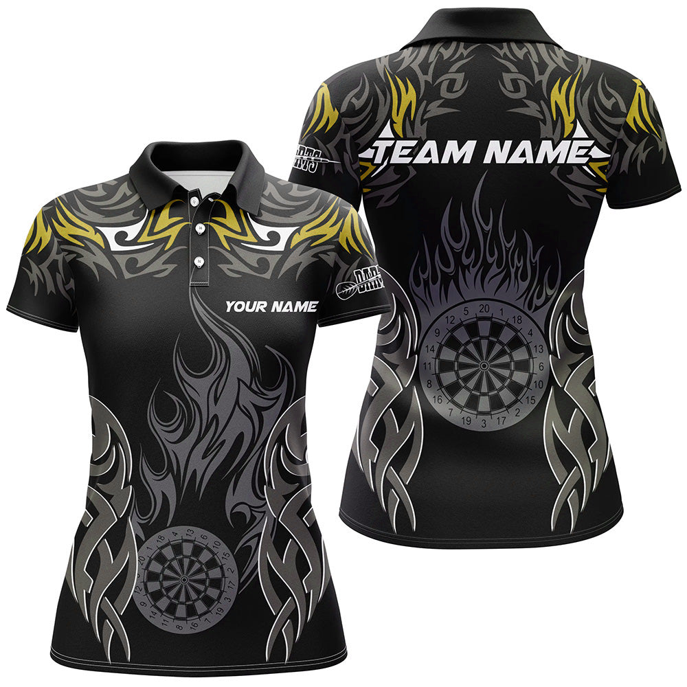 
Personalized Women's Darts Tournament Jersey - Custom Fire Flame Dartboard Team Shirt, Yellow
 T2332
