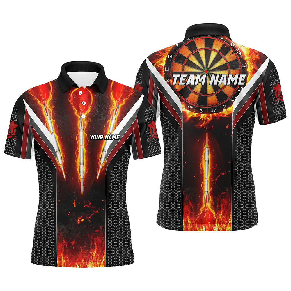 Custom Darts Jerseys - Personalized Burning Fire Men Polo & 1/4 Zip Shirts T1540