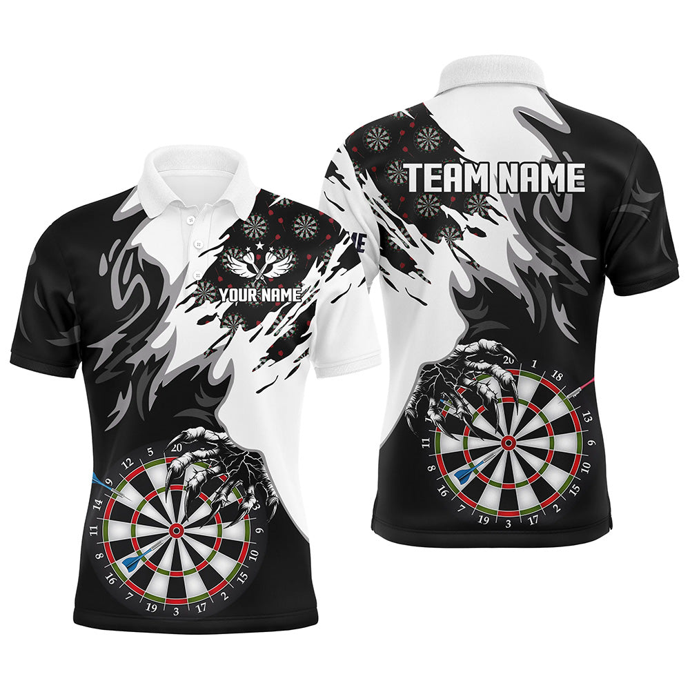 Custom Darts Team Jerseys - Personalized Black White Darts Board Claws Men Polo & 1/4 Zip Shirts T1550