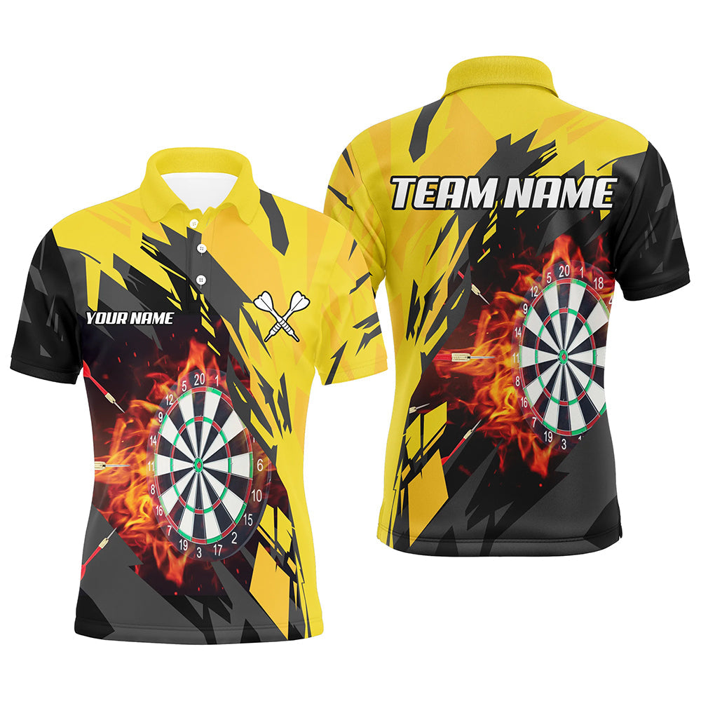 Men's Yellow Flame Darts Polo Zip Shirt T1729