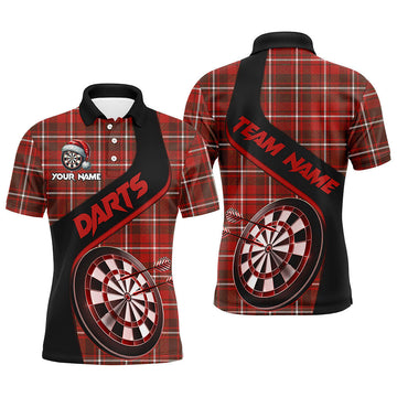 Personalized Red Plaid Christmas Dart Shirts for Men | Custom Darts Team Jerseys | Unique Dart Gifts T2902