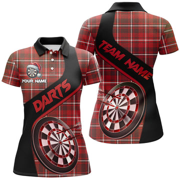 Personalized Red Plaid Christmas Dart Shirt for Women - Custom Team Jersey & Dart Gifts T2902