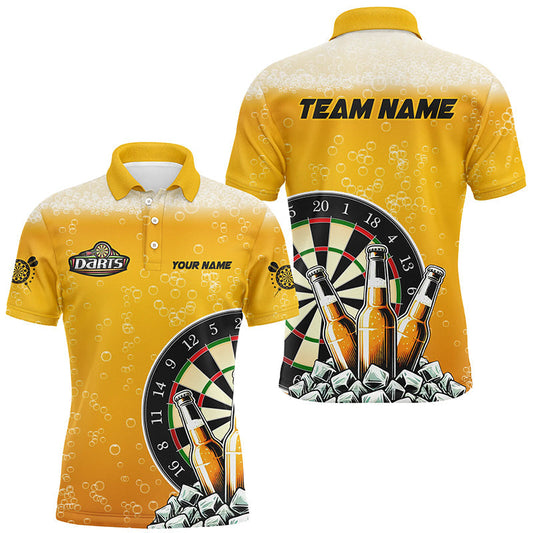 Custom Yellow Darts & Beer Polo Shirts | Personalised Drinking Darts Quarter-Zip | Men's Drinking Shirts T1982