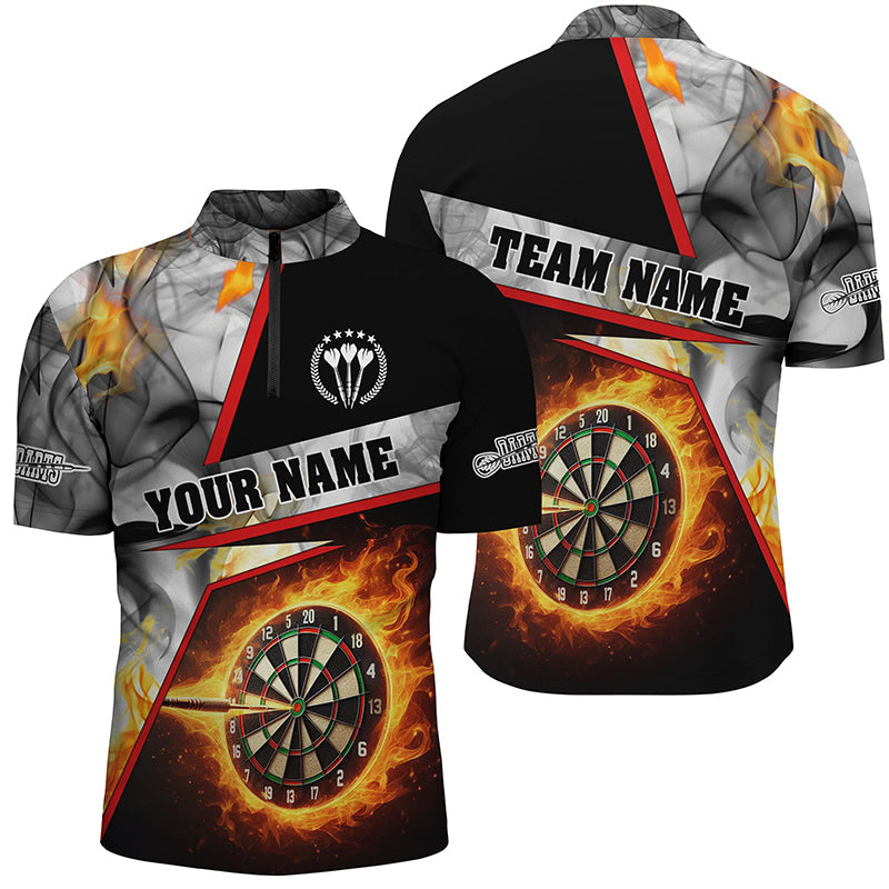 Custom Dart Jerseys - Personalized Darts Flame Grey Smoke Men Quarter-Zip Shirt T1257