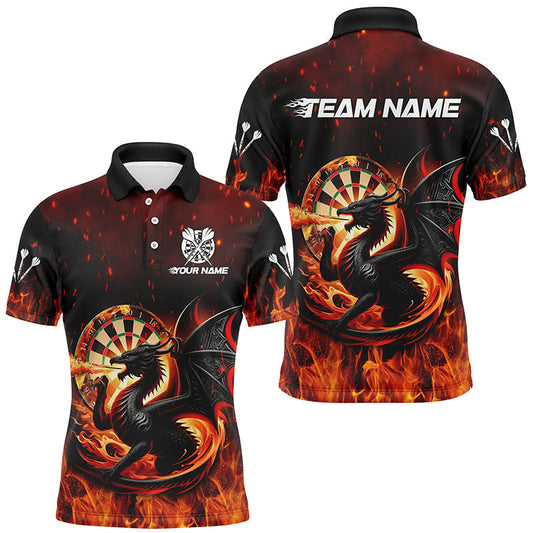 Custom 3D Printed Dragon Darts Shirt - Dartboard Fire Flame Design - Men's Dart Team Uniform T1840