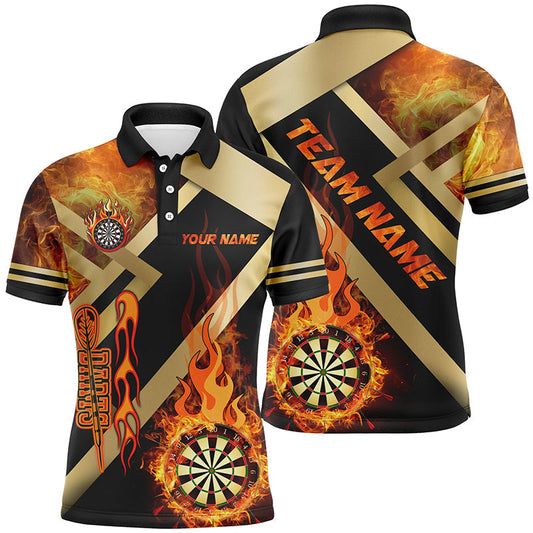 
Personalized Gold & Black Dartboard Flame Custom Darts Shirts for Men | Darts Team Jerseys
 T2048