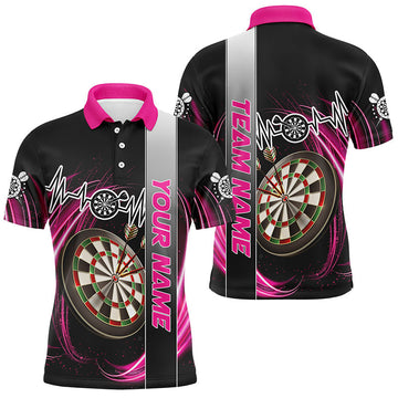 Personalized Pink Swirl Dart Board Jersey for Men - Custom Team Uniform with Heartbeat Line Design T3022